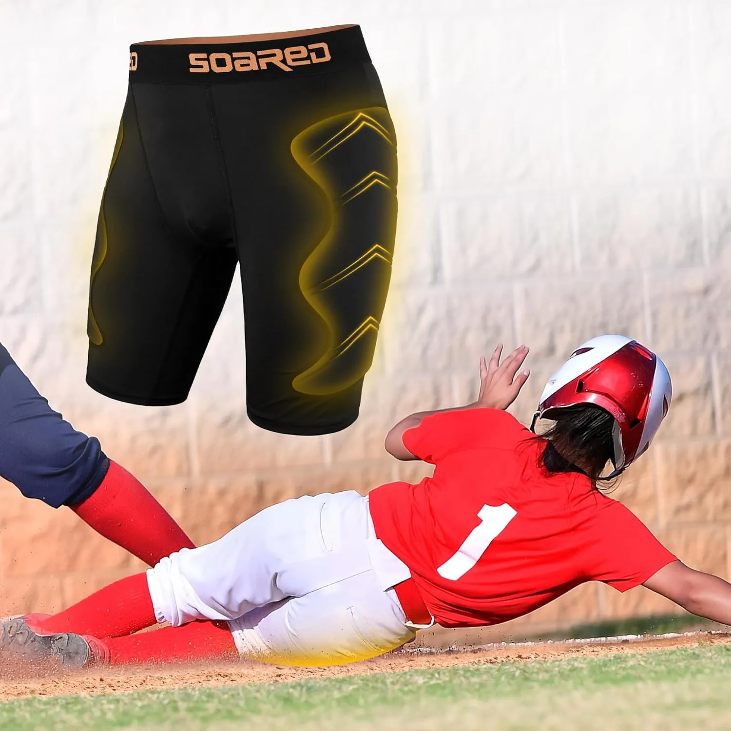 Soared Youth Baseball Sliding Shorts, 5mm Shockproof Pad, Padded Compression Shorts Tear Resistant w/Cup Pocket for Softball