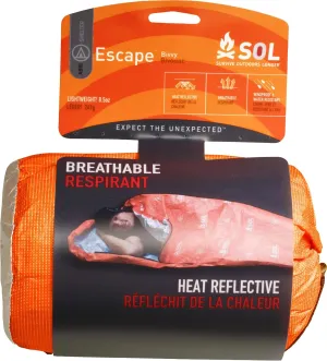 SOL Escape Bivvy with Hood - Emergency Preparedness Blanket - Reflects Up to 70% Body Heat - Outdoor Survival Bivvy - Water Resistant - Durable & Breathable - Winter Camping Supplies - Orange