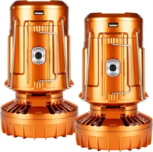 Solar-Powered Camping Lantern with Fan, Rechargeable Led Light, Ip44 Waterproof, USB Charging, Foldable Design for Outdoor Adventures