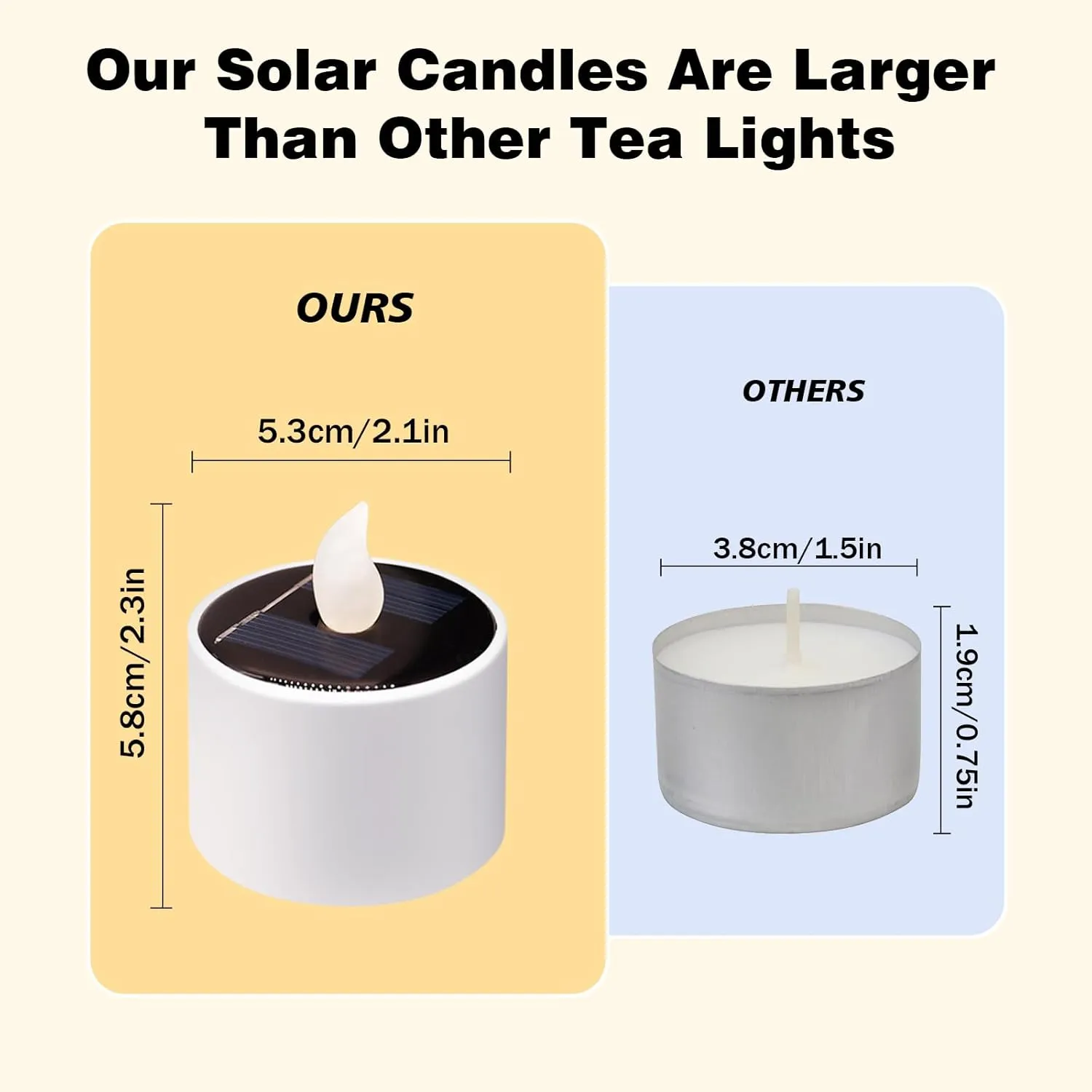 Solar Tea Lights Outdoor - 10 Pack Waterproof Rechargeable Dusk to Dawn Outdoor Lighting Flameless Flicker Reusable LED Solar Candles for Lanterns Camping Garden Home Decorations, 2.3''x2.1''