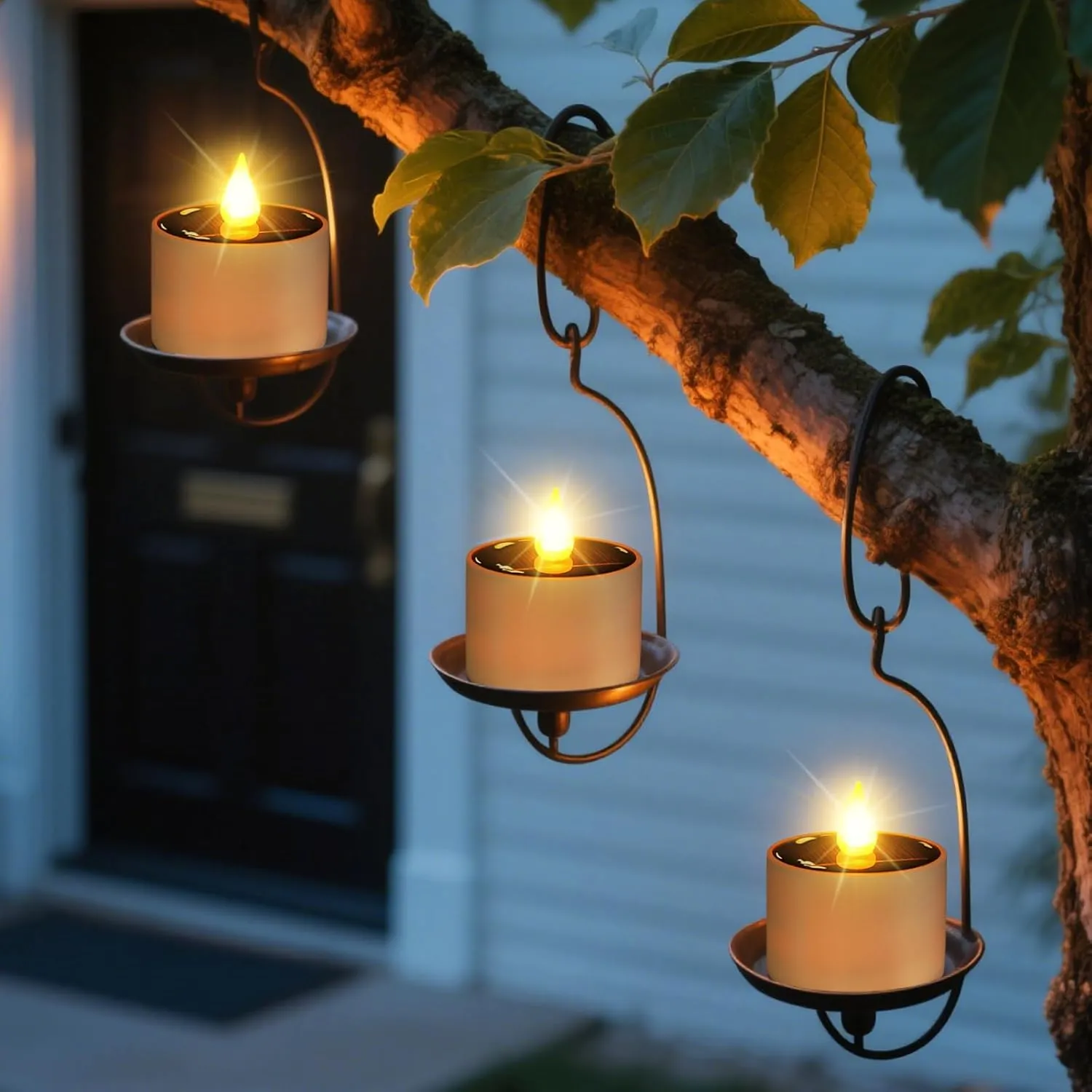 Solar Tea Lights Outdoor - 10 Pack Waterproof Rechargeable Dusk to Dawn Outdoor Lighting Flameless Flicker Reusable LED Solar Candles for Lanterns Camping Garden Home Decorations, 2.3''x2.1''