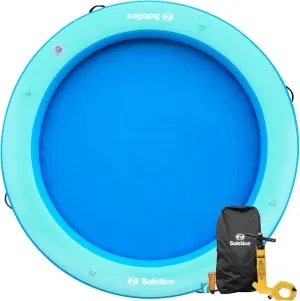 SOLSTICE Original Inflatable Mesh Dock Platform Series for Lake Boat Pool Ocean | for Adults Kids & Pet Dogs Up to 10 People | Rafts with Mesh Options | Various Water Mat Swim Raft Shapes & Sizes