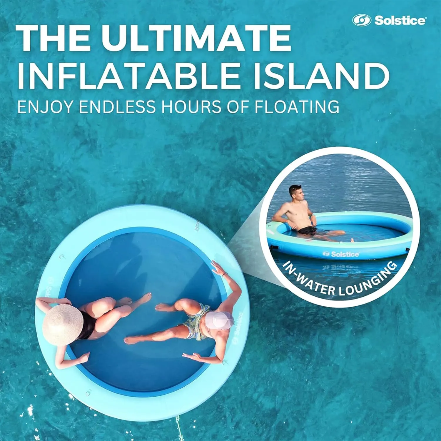 SOLSTICE Original Inflatable Mesh Dock Platform Series for Lake Boat Pool Ocean | for Adults Kids & Pet Dogs Up to 10 People | Rafts with Mesh Options | Various Water Mat Swim Raft Shapes & Sizes