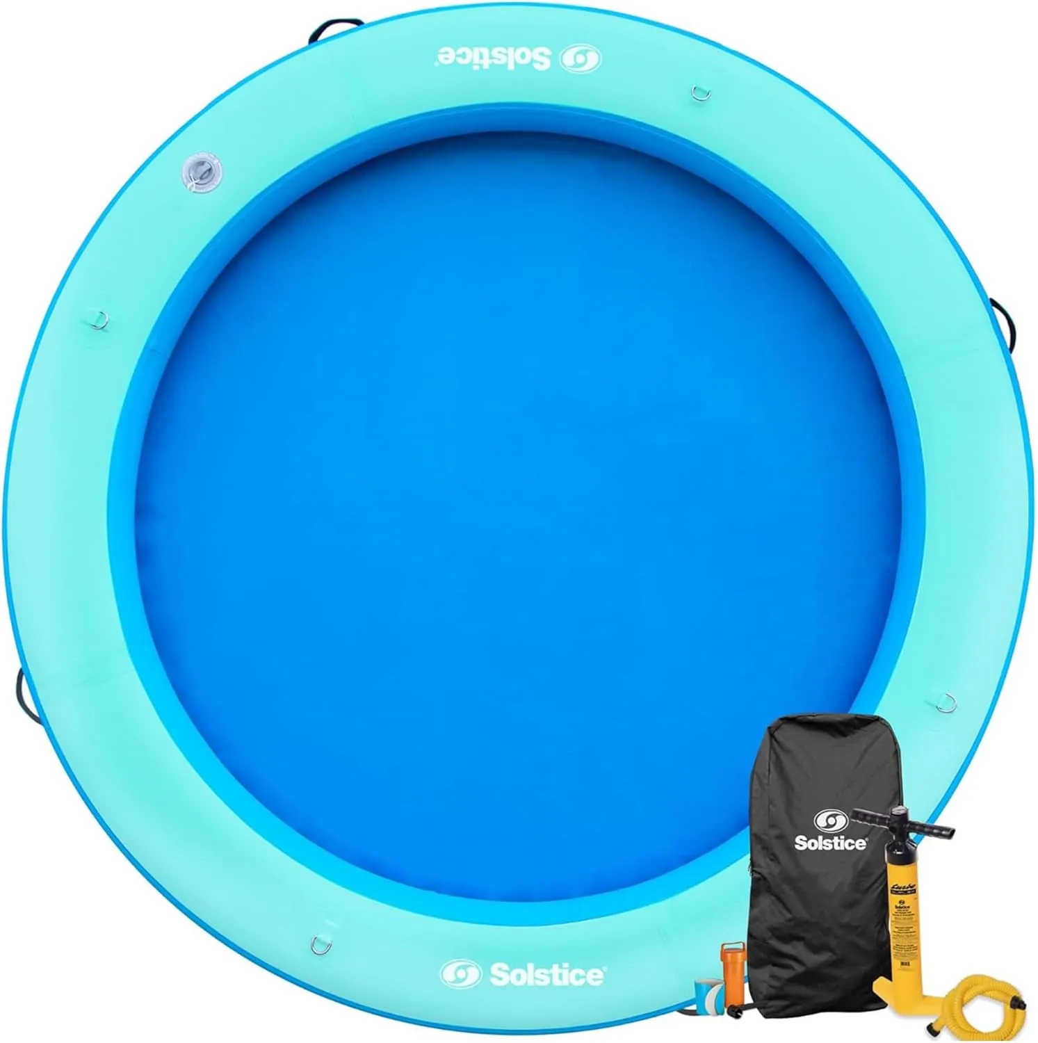 SOLSTICE Original Inflatable Mesh Dock Platform Series for Lake Boat Pool Ocean | for Adults Kids & Pet Dogs Up to 10 People | Rafts with Mesh Options | Various Water Mat Swim Raft Shapes & Sizes