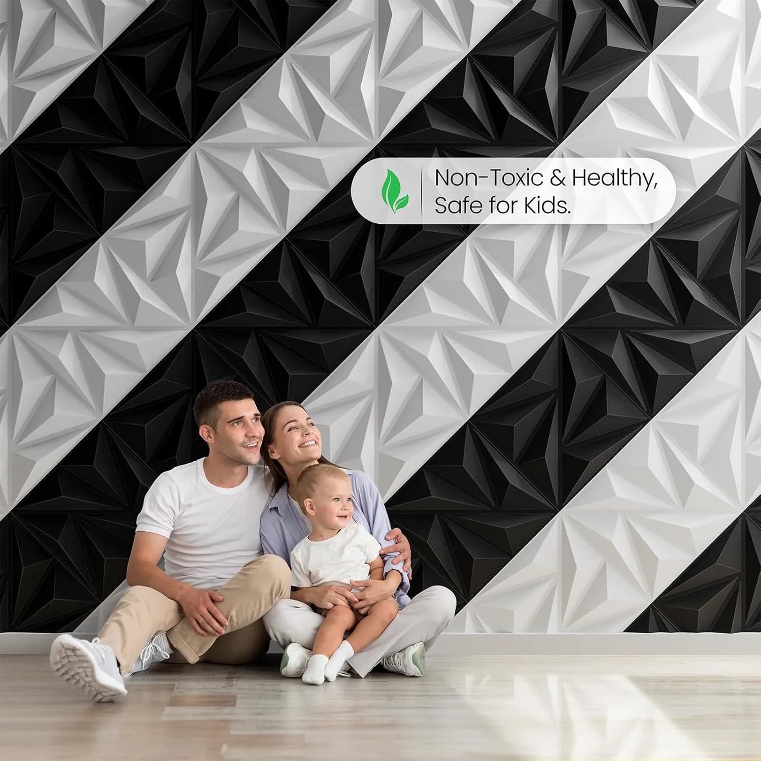 Sonicism Wall Panels Upgrade 16 Pack,0.7”x11.8”x11.8”Pyramid 3D Wall Panels Creative Cutting,PVC Wall Panels for Interior Wall Decor Fire Resistant,Wall Tiles for Various Scenes(Charcoal Black)