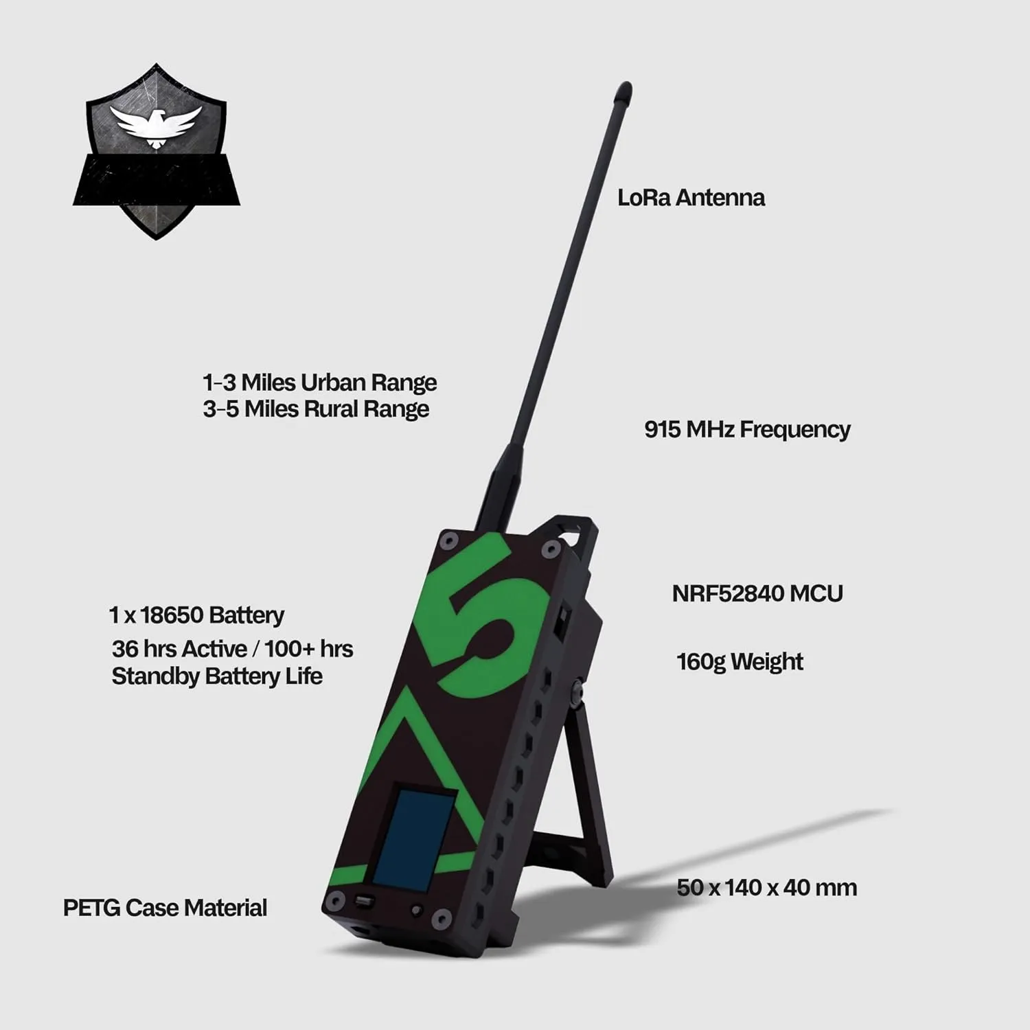 SpecFive Trekker Delta ATAK Meshtastic LoRa GPS Communicator – Long-Range Off-Grid Radio for Secure Messaging, No Cell Service Needed – Ideal for Emergency, Hiking, and Survival Use (Black)