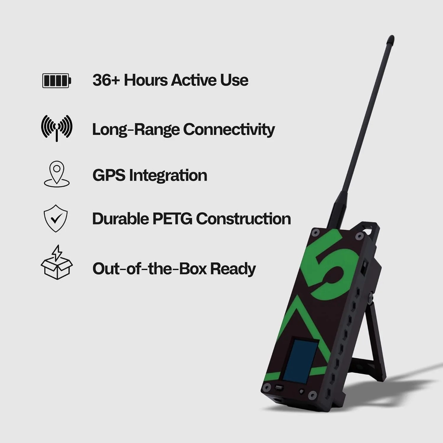 SpecFive Trekker Delta ATAK Meshtastic LoRa GPS Communicator – Long-Range Off-Grid Radio for Secure Messaging, No Cell Service Needed – Ideal for Emergency, Hiking, and Survival Use (Black)