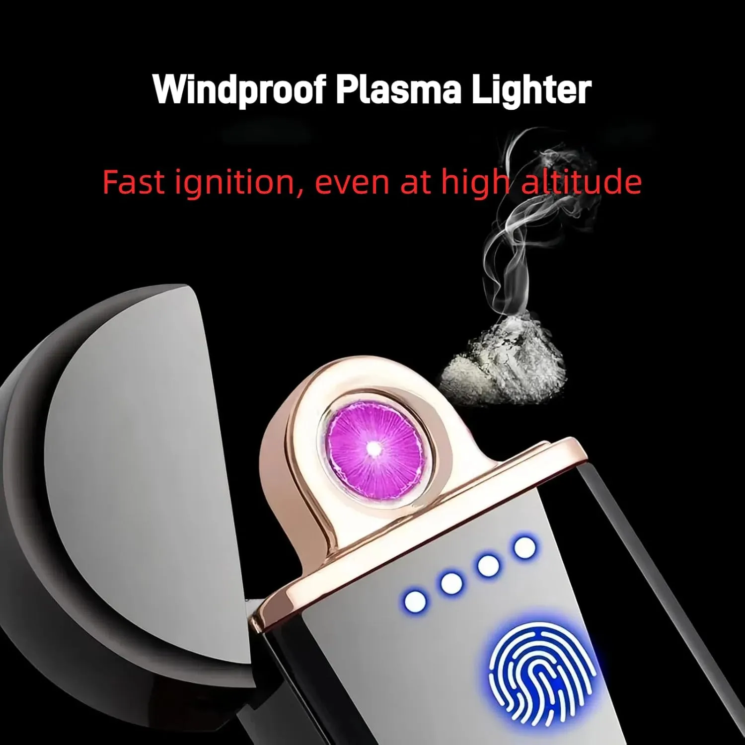 Spinning Arc Lighter, Windproof Flameless Electric Lighter, Touch Sensor Electronic Lighters, USB Rechargeable, with Dynamic Cool LED Lights, Wolf (Frosted Black)