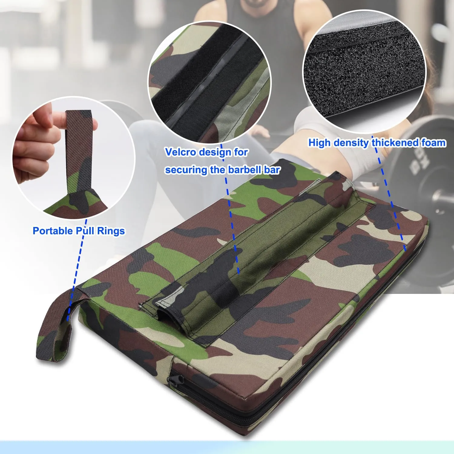 Square Hip-Thrust Pad Protective Extra Thick foam pad for Barbell Weightlifting Hip Thrusts and Glute Bridges Workouts Home Gym Equipment