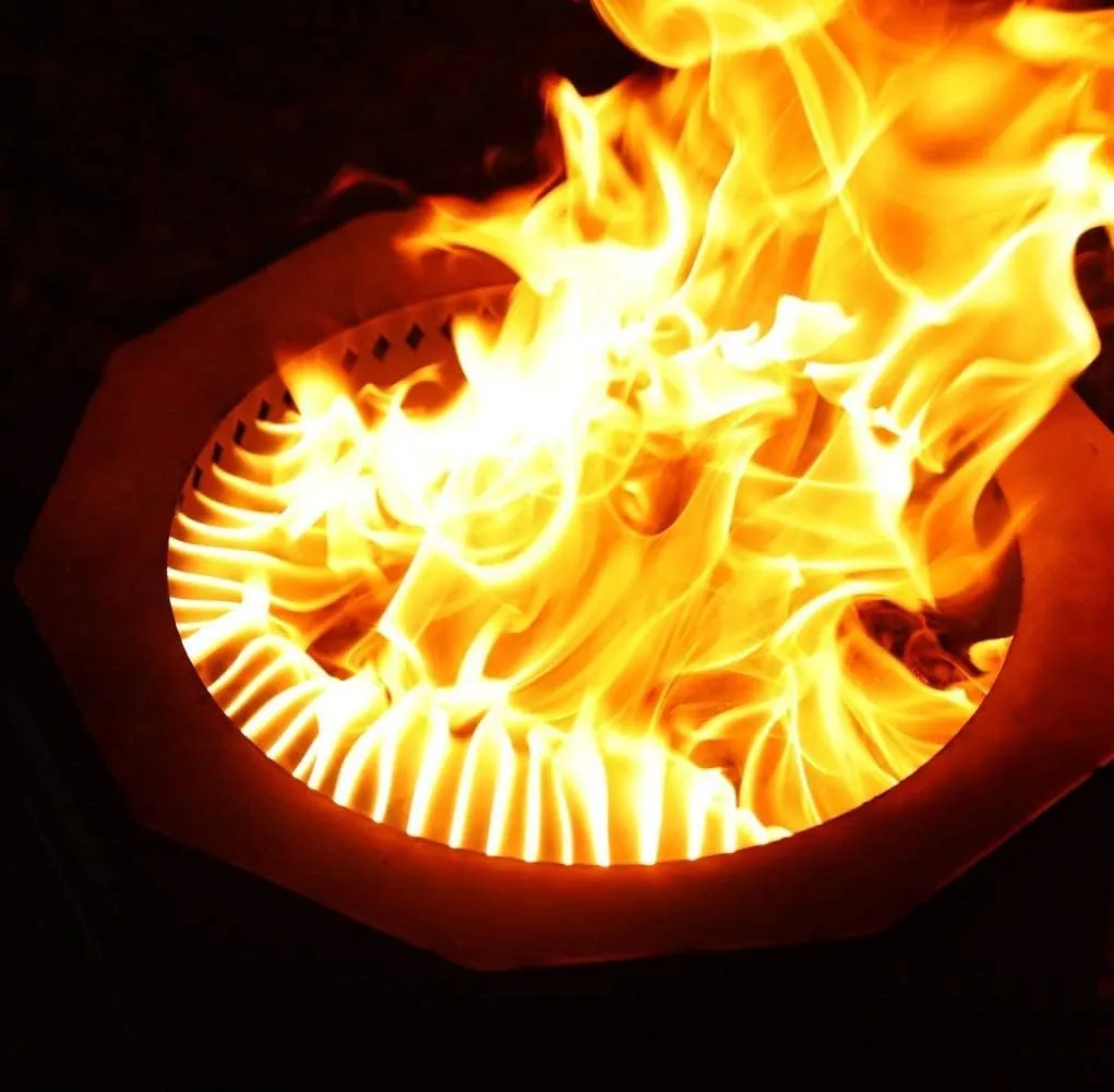 Stainless Steel Fire Pit - Smokeless Portable Design Woodpellet Firepits with Enhanced Airflow for Efficient Flames - Perfect for Outdoor Gatherings of 4-6 People - Easy to Use and Maintain