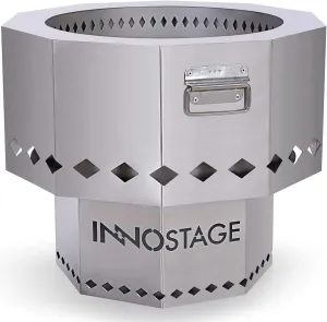 Stainless Steel Fire Pit - Smokeless Portable Design Woodpellet Firepits with Enhanced Airflow for Efficient Flames - Perfect for Outdoor Gatherings of 4-6 People - Easy to Use and Maintain