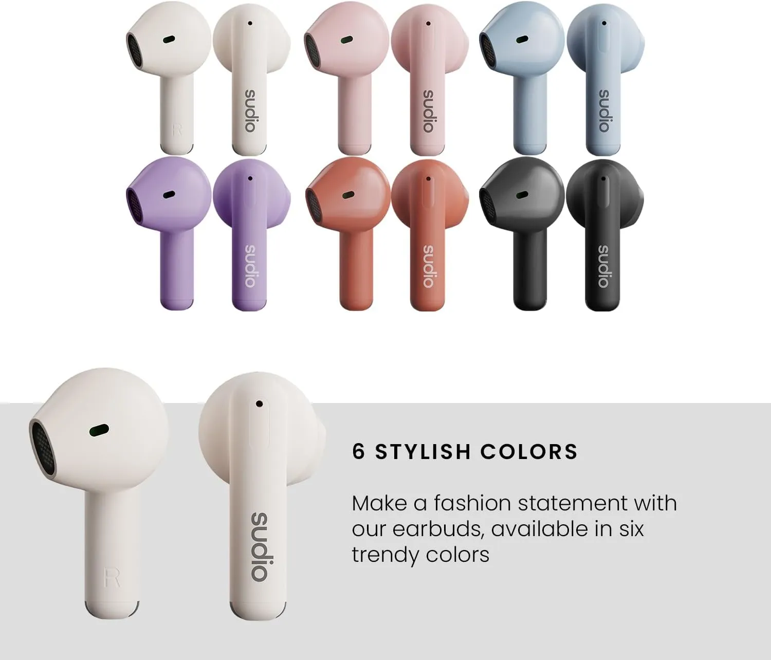 Sudio A1 True Wireless Earbuds, Bluetooth 5.3 Connection, Noise Cancelling, Waterproof, Touch Control, Charging Case, Premium Sound Quality, Comfortable Fit – White