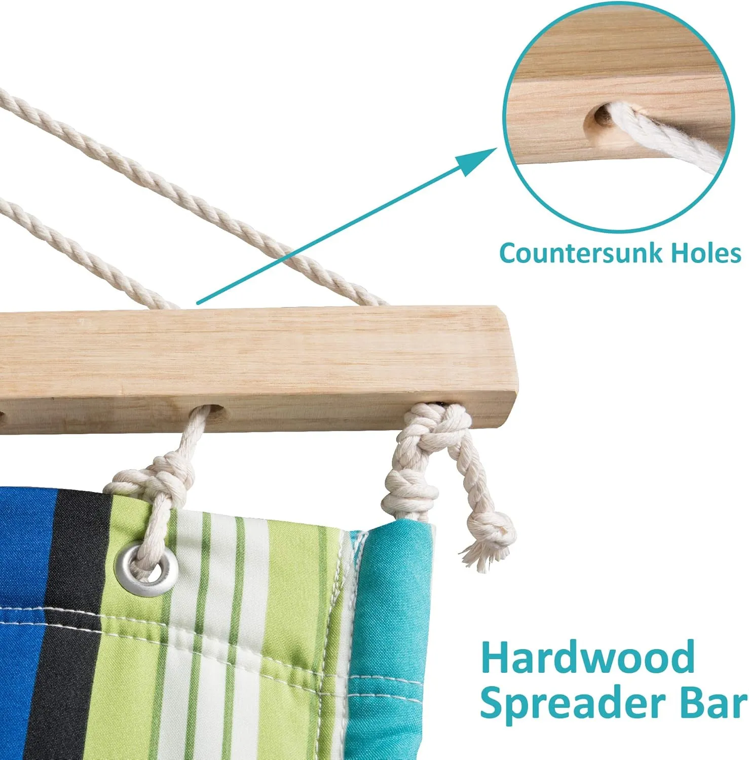 SUNCREAT 2 Person Hammocks for Trees, Lightweight Hammock for Outdoor, Patio, Garden, Backyard, Green Stripes