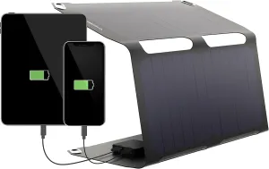 Sunnybag SUNBOOSTER 21 Portable Solar Charger with 21 Watt Foldable Efficient Waterproof 2 USB Outputs Mobile Phone Tablet Power Bank On The Go Charging for Outdoors, Hiking, Camping, Travel