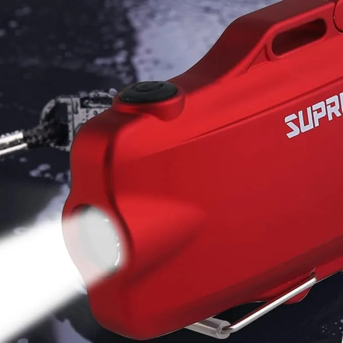 SUPRUS Waterproof Lighter 3 Modes of Flashlight Windproof Lighter Dual Arc Electric Lighters Rechargeable Dual Arc Plasma Lighter with Survival Emergency Whistle and Lanyard Red