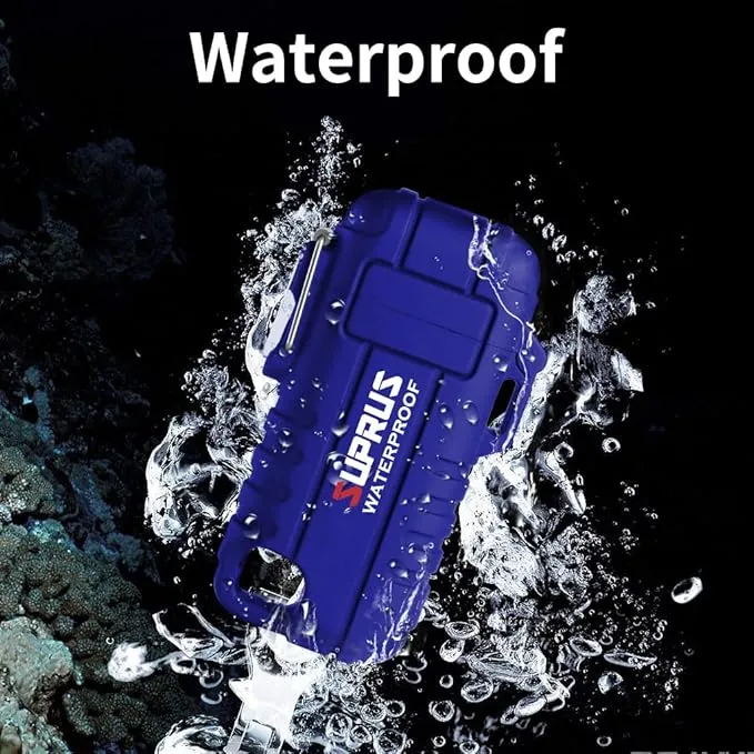 SUPRUS Waterproof Lighter Windproof Lighter Arc Plasma Lighters USB-C Rechargeable with Expandable and Flexible Neck for Outdoor, Camping & Kitchen (Blue)