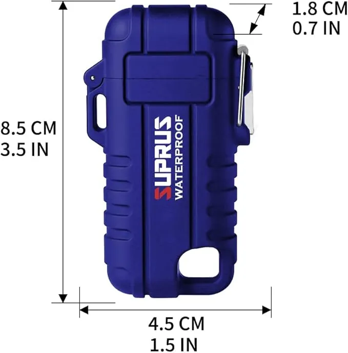 SUPRUS Waterproof Lighter Windproof Lighter Arc Plasma Lighters USB-C Rechargeable with Expandable and Flexible Neck for Outdoor, Camping & Kitchen (Blue)