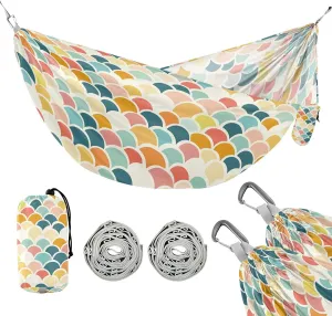 susiyo Portable Camping Hammock Colorful Fish Scales Printed Lightweight Hammock Comfortable Travel Swing with Tree Straps for Camping Hiking Backpacking Travel or Beach - Up to 330lbs
