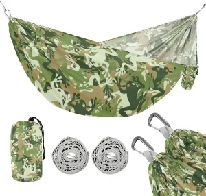 susiyo Portable Camping Hammock Frog Camouflage Printed Lightweight Hammock Comfortable Travel Swing with Tree Straps for Camping Hiking Backpacking Travel or Beach - Up to 330lbs