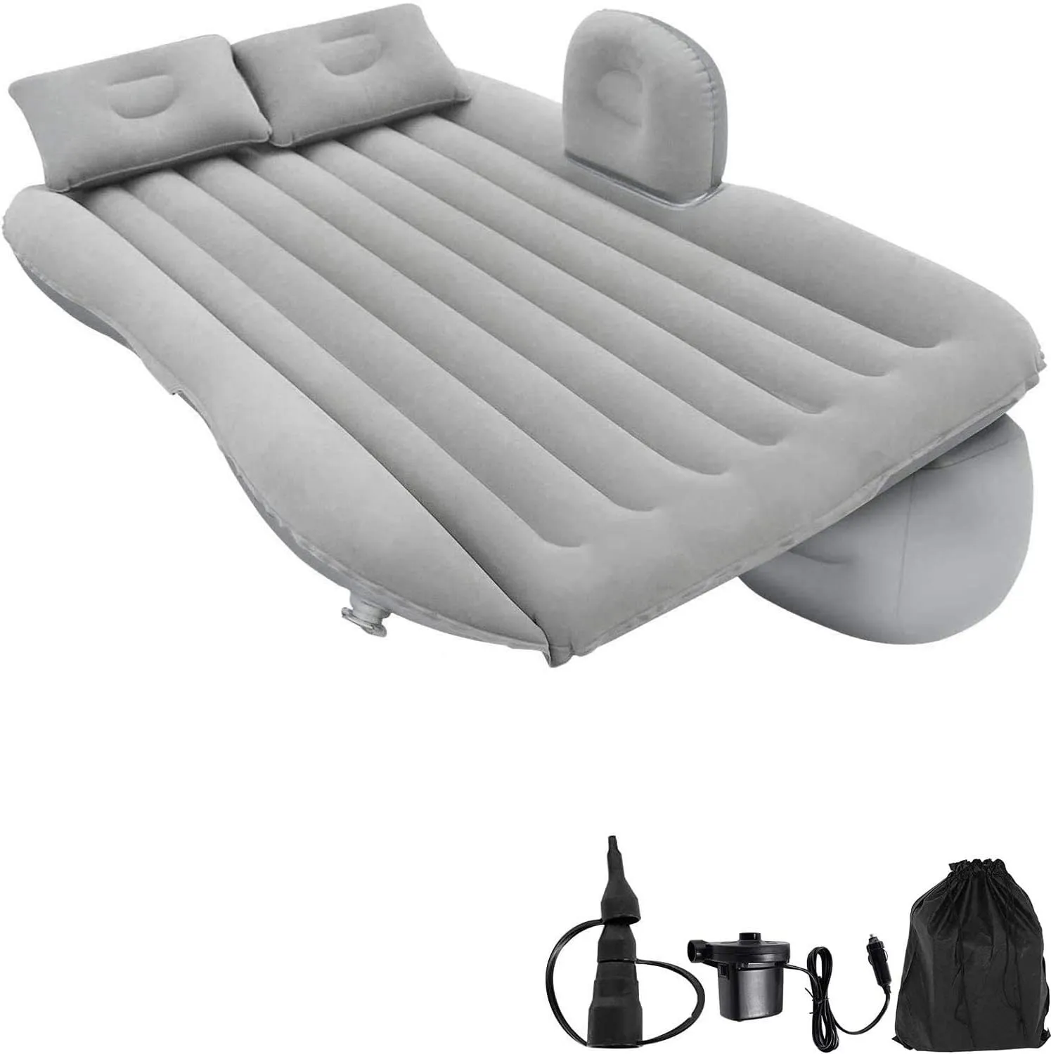 SUV Air Mattress for Back Seat, Inflatable Car Air Bed with Electric Air Pump Flocking Surface, Portable Car Mattress for Camping Travel, Thickened Home Sleeping Pad Fast Inflation