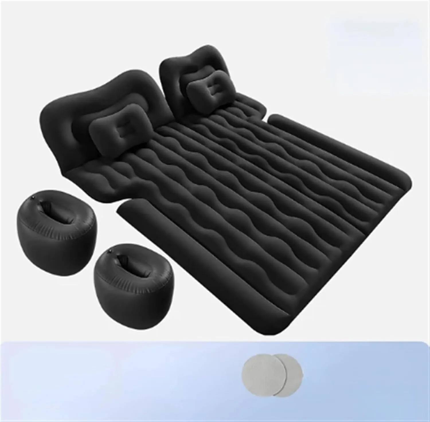 SUV Inflatable Mattress, Car Camping Inflatable Bed, Thickened PVC Flocking Material, Multifunctional Car Sleeping Mat, Fast Inflation in 5-8 Minutes (Black Size 1)