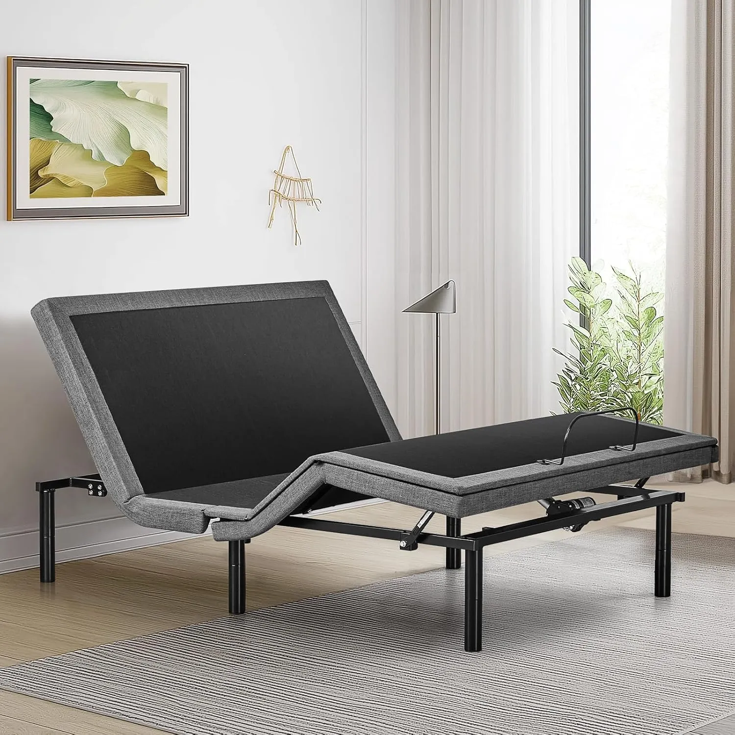 Sweetcrispy Queen Adjustable Bed Frame, Ergonomic Electric Bed Base with Wireless Remote and 2 USB Ports, Head and Foot Incline, Zero Gravity Bed, Anti-Snore, Easy Assembly