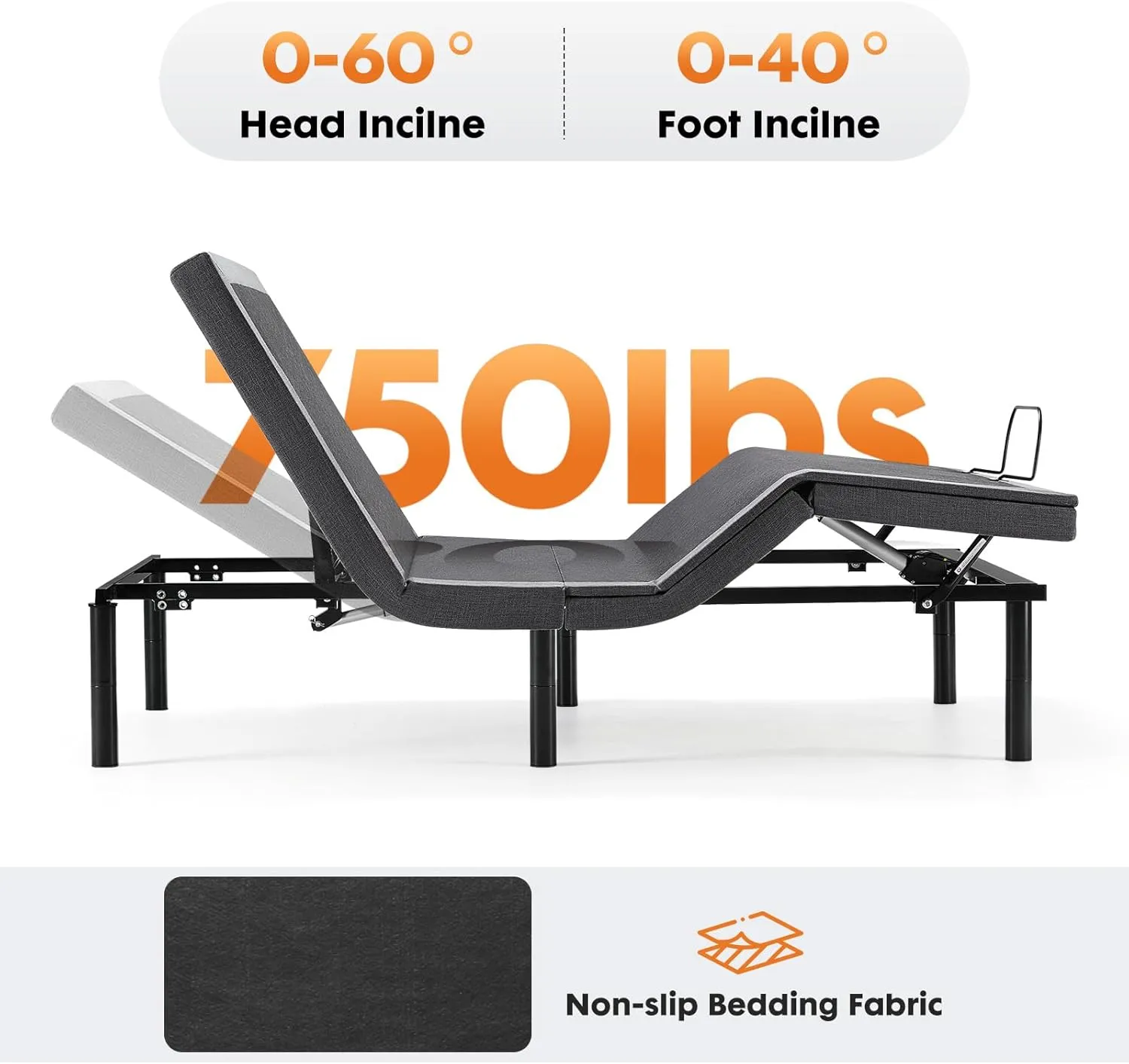 Sweetcrispy Queen Adjustable Bed Frame, Ergonomic Electric Bed Base with Wireless Remote and 2 USB Ports, Head and Foot Incline, Zero Gravity Bed, Anti-Snore, Easy Assembly