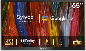 SYLVOX Outdoor TV, 65 inch Smart TV Waterproof Outdoor TVs, 4K Weatherproof Television for Outside,Support Google Assistant & Chromecast, 1000 nit Brightness Partial Sun (Deck Pro 2.0/2024)