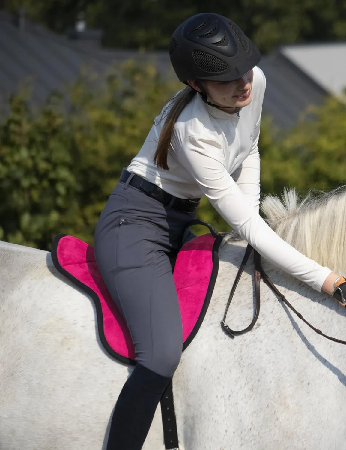 Tackmore Bareback Pad with Adjustable Girth Shock-Absorbing Riding Pad for Horse Riders