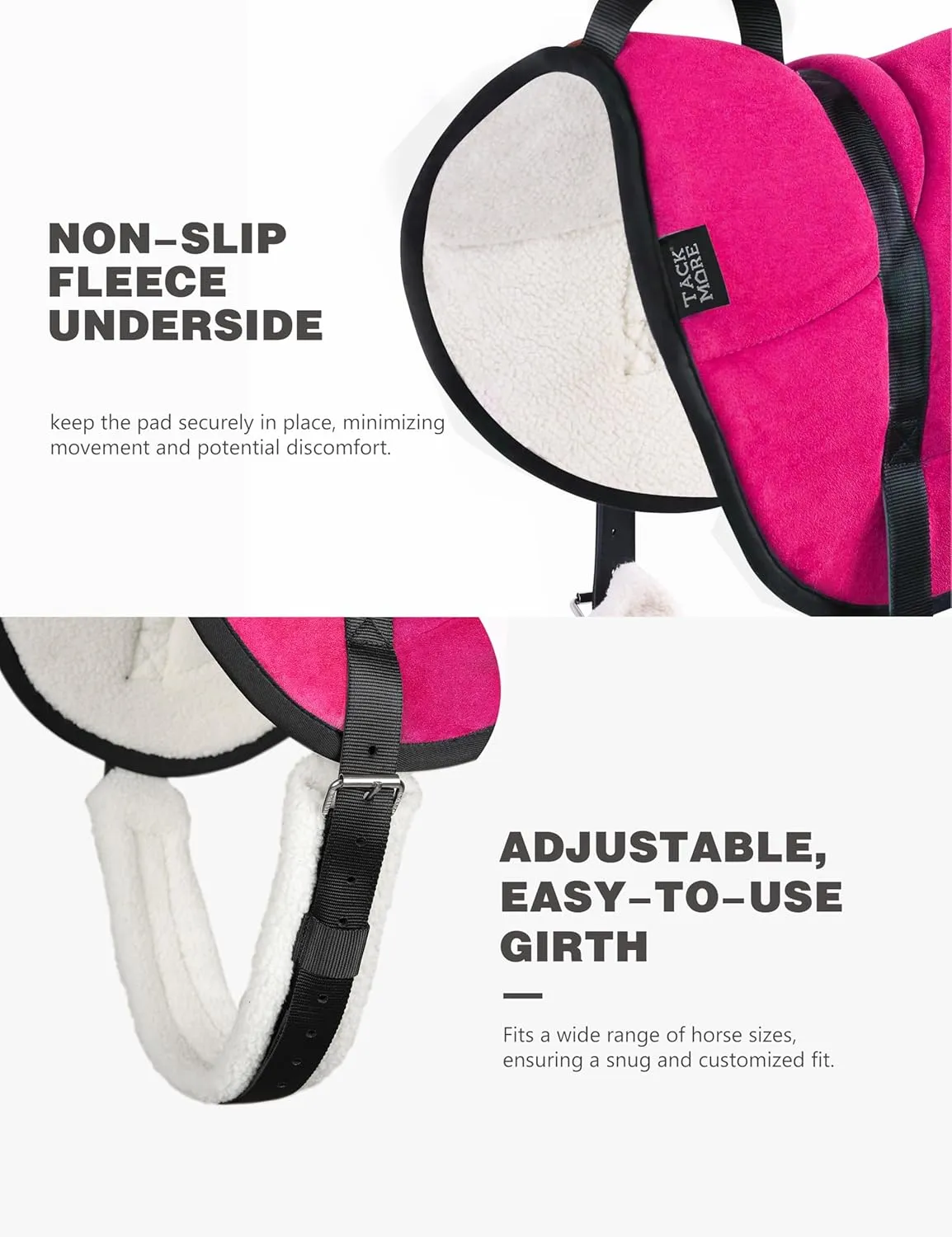 Tackmore Bareback Pad with Adjustable Girth Shock-Absorbing Riding Pad for Horse Riders