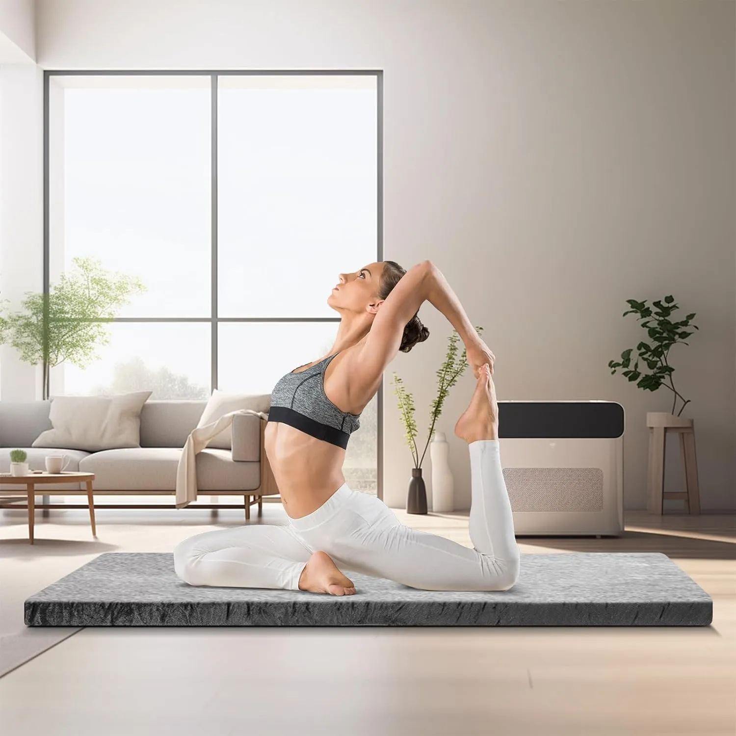 Tangkula Memory Foam Sleeping Pad, Roll Up Floor Mattress with Carry Bag, Non-Slip Bottom, Guest Floor Folding Bed for Sleepover, Portable Camping Mattress for Indoor Outdoor Car Travel Cot Tent
