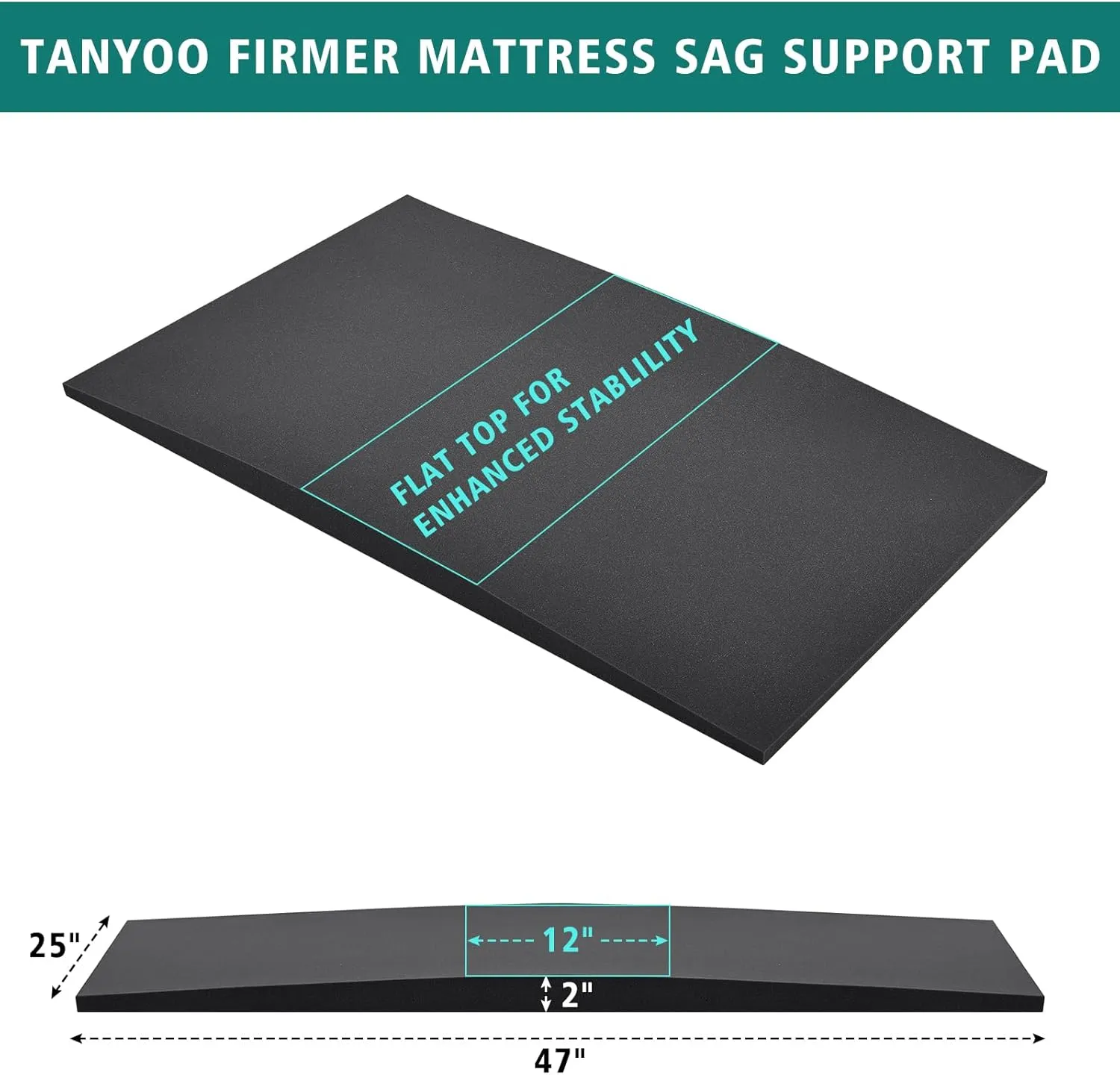 TANYOO Sagging Mattress Support Fix Sinking Beds High Density Foam Insert Pad for Sagging Bed Repair and Extends Life 47 x 25 x 2 Inches Pack of 1