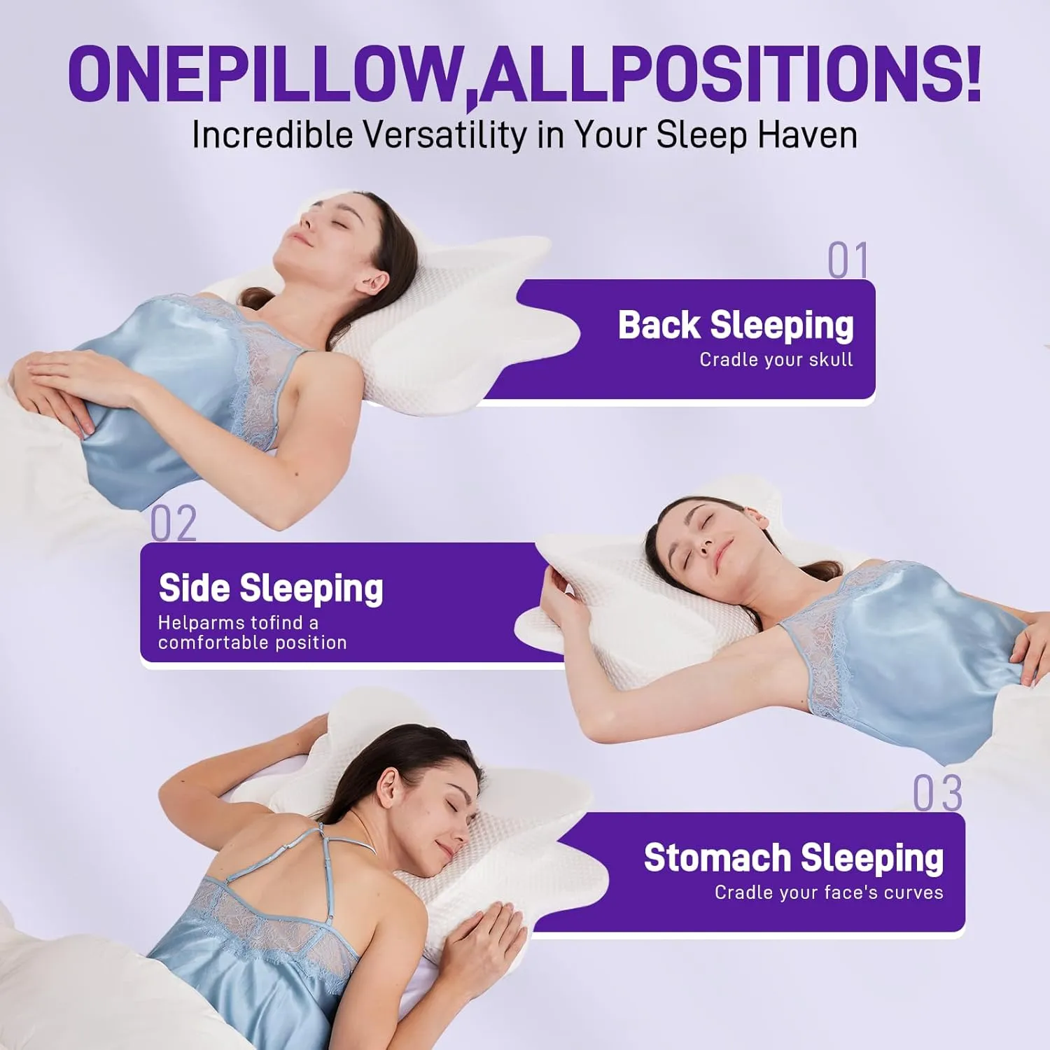 TECBOT Cervical Neck Pillow for Sleeping,Cervical Pillow for Neck Pain Relief,Hollow Design,Memory Foam Cervical Neck Pillow,Cooling Pillow for Neck Support,Adjustable,Cozy Sleeping (White)