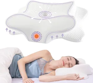 TECBOT Cervical Neck Pillow for Sleeping,Cervical Pillow for Neck Pain Relief,Hollow Design,Memory Foam Cervical Neck Pillow,Cooling Pillow for Neck Support,Adjustable,Cozy Sleeping (White)