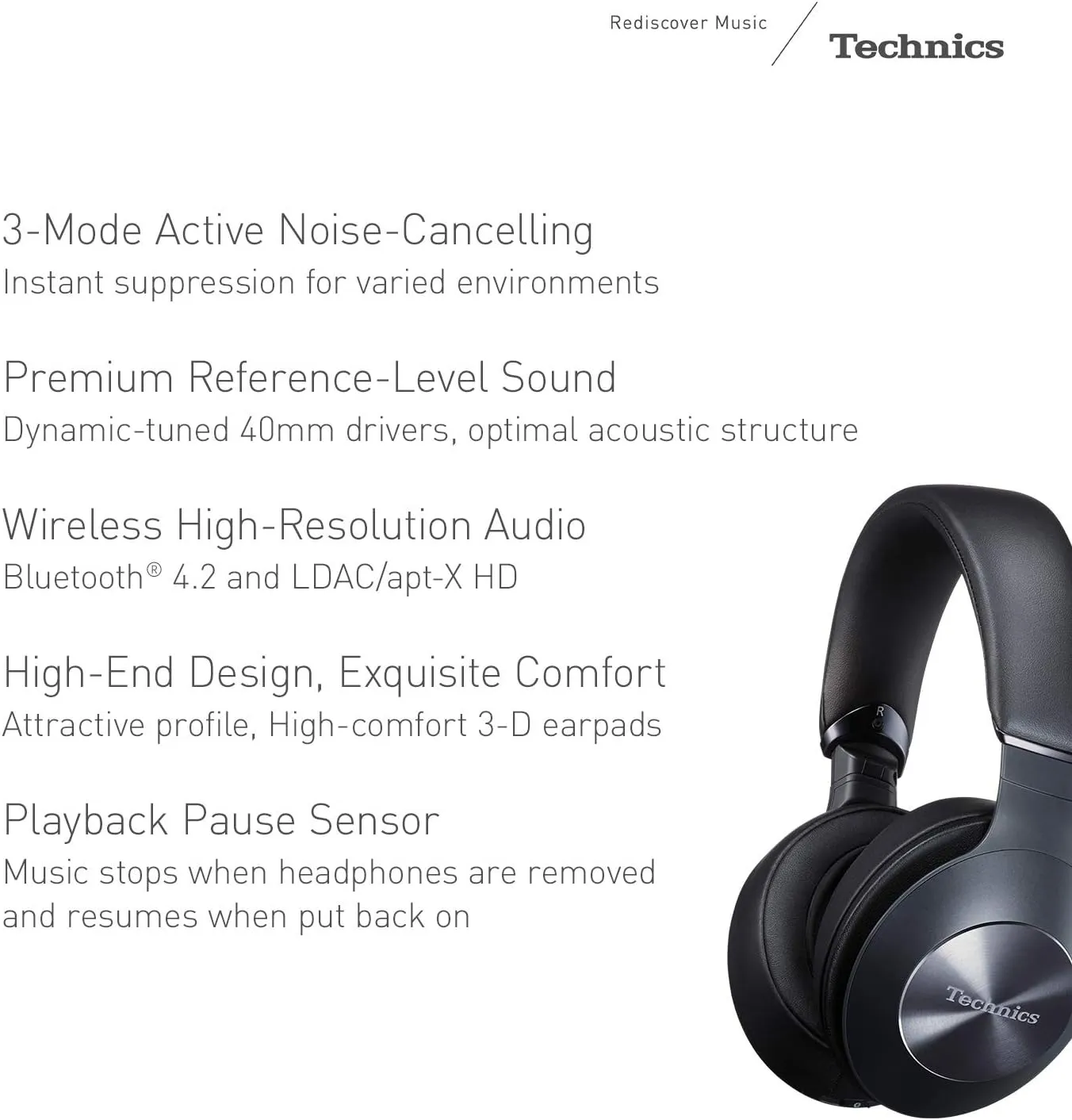 Technics Premium Hi-Res Wireless Bluetooth Stereo Headphones with 40 mm