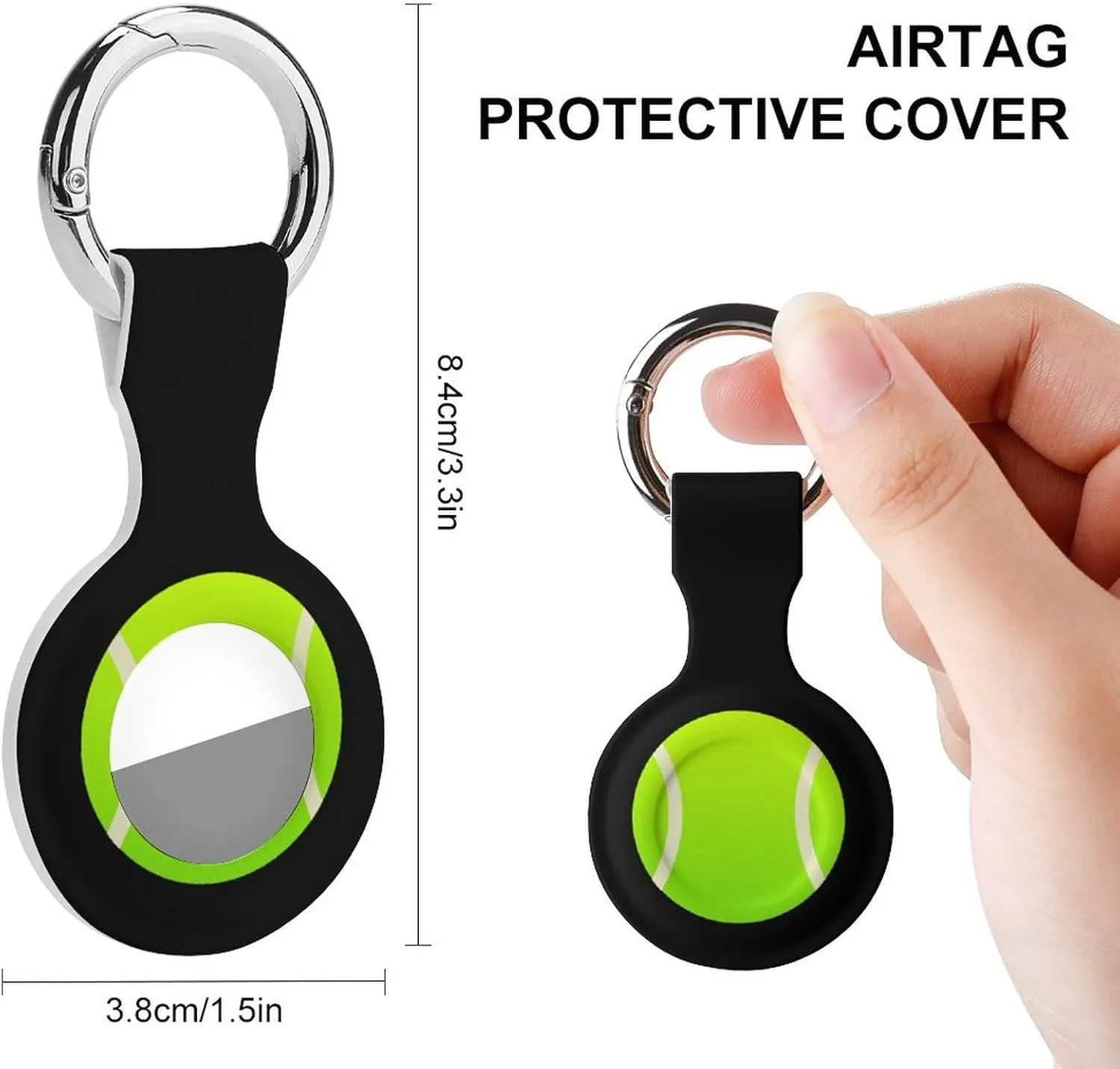 Tennis Ball Fashion Cover Compatible with AirTag Holder Case with Keychain Anti-Scratch for Pet Luggage