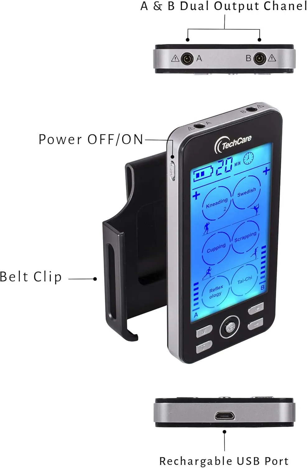 Tens Unit Plus 24 Rechargeable Electronic Pulse Massager Machine Multi Mode Device with All Accessories [New Model]