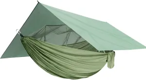 Tent Tarps,wild Camping,Portable Camping Hammock Kit, Single and Double Hammock, Mosquito Net, Insect Net, Rain Fly, High Strength Parachute Cloth Hammock(Army green)