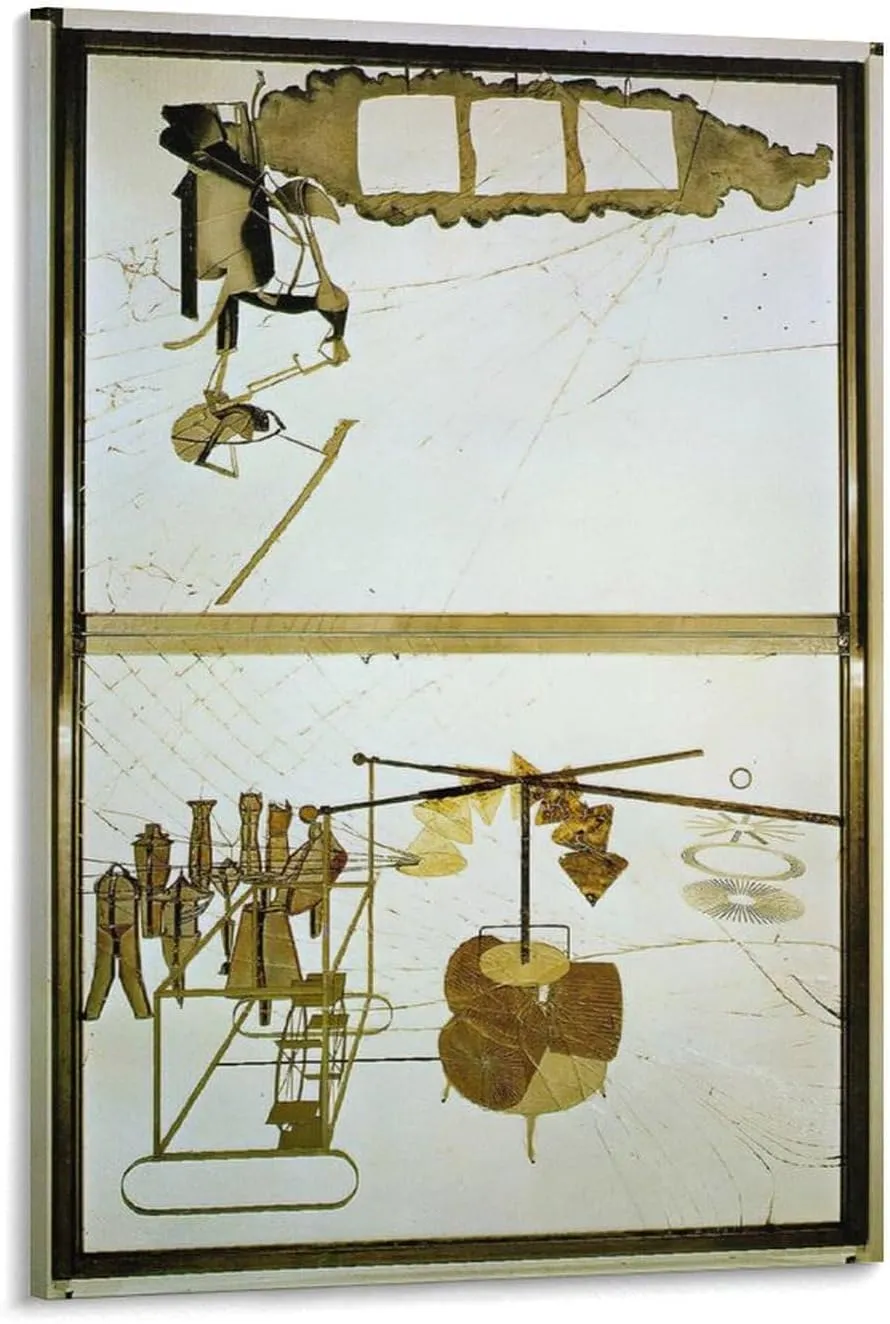 The Bride Stripped Bare by Her Bachelors, Marcel Duchamp Canvas Painting Posters And Prints Wall Art Pictures for Living Room Bedroom Decor 08x12inch(20x30cm) Frame-style