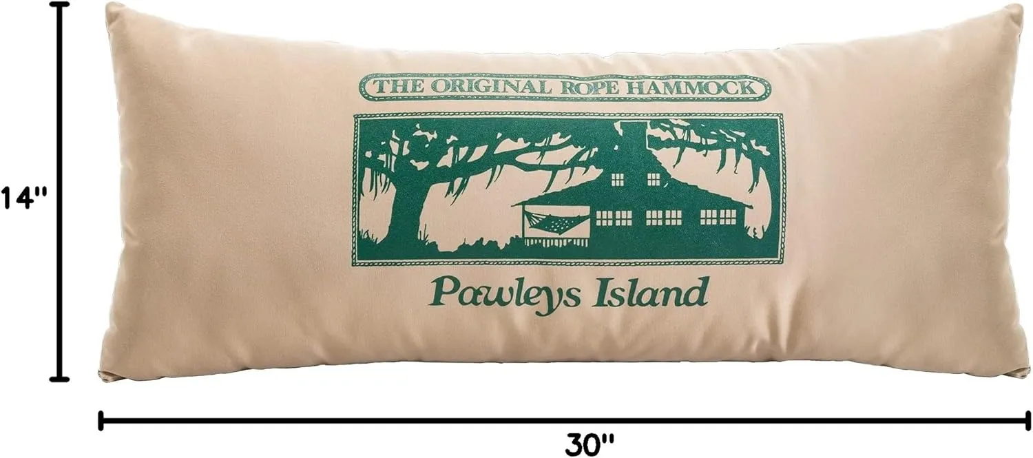 The Original Original Pawleys Island Hammock Shop - Tan Hammock Pillow, Sunbrella Fabric, Hook & Loop Fasteners, Handcrafted in The USA. 34 in x 16 in