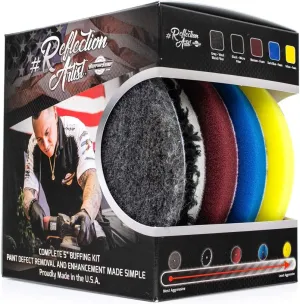 The Rag Company - Buff and Shine Reflection Artist Complete 6" Buffing Kit - Combination of Five Pads, URO line, Easy to Use Combo