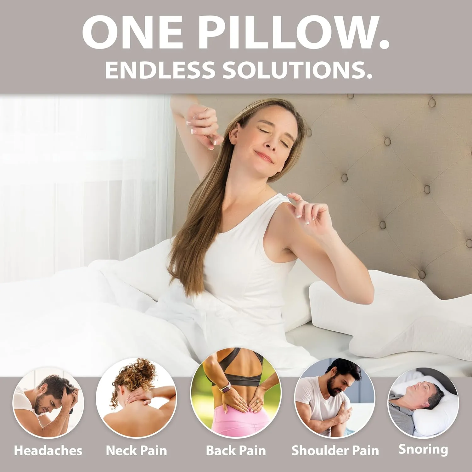 Therapeutica Cervical Orthopedic Foam Pillow - Neck Support Pillow for Side & Back Sleepers - Ergonomic Pillow for Neck Support, Relief, & Spinal Alignment – Average Size, Firm