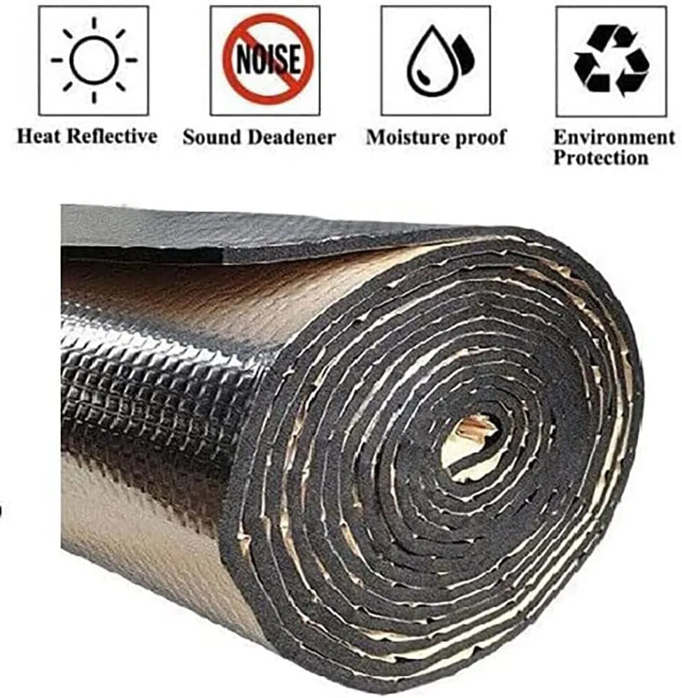 Thermal Heat Guard Sound DEADENING Adhesive Reflective AUTO Insulation CAR Truck Van SUV RV Vehicle Sound Deadener MAT PAD Exhaust Muffler Hood Door Trunk Waterproof 1/4INCH Thick (2 ft x 25 ft)