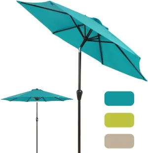 Tiltable Umbrella Beach Parasol, Protect Umbrellas for Outdoor/Market/Deck Sun Shade, with 8 Ribs and Tilting Device