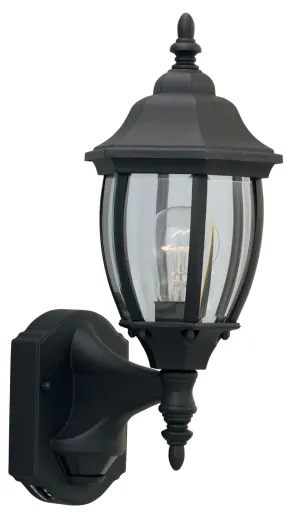 Tiverton One Light Wall Lantern - Motion Detector in Black