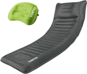 TOBTOS Thick 6 Inch Ultralight Sleeping Pad with Built-in Pump, Ultralight Backpacking Pillow, Ergonomic Support for Neck & Lumbar (Orange)