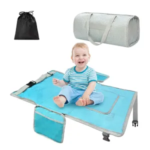 Toddler Airplane Bed and Travel Bag 2 in 1, Kids Airplane Seat Extender Portable Kids Flight Essentials, Adjustable Footrest for Infant Sleeping, Carry-On Duffle Bag Compatible (Blue)