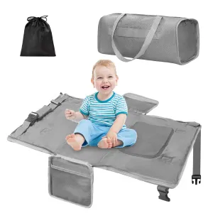 Toddler Airplane Bed Travel Bag 2 in 1, Portable Kids Plane Seat Extender, Baby Flight Essentials Footrest Flyaway Must Have for Infant, Carry On Duffel Bags for Women Gym Hospital Weekender(Grey)