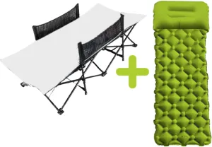 Toddler Cot Bed and Kids Sleeping Pad for Camping and Sleepovers. Portable Folding Cot and Inflatable Camping Mattress with Pillow, Great for Outdoors, Young Guests at Home, Backpacking & Travel