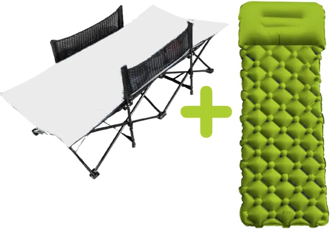 Toddler Cot Bed and Kids Sleeping Pad for Camping and Sleepovers. Portable Folding Cot and Inflatable Camping Mattress with Pillow, Great for Outdoors, Young Guests at Home, Backpacking & Travel